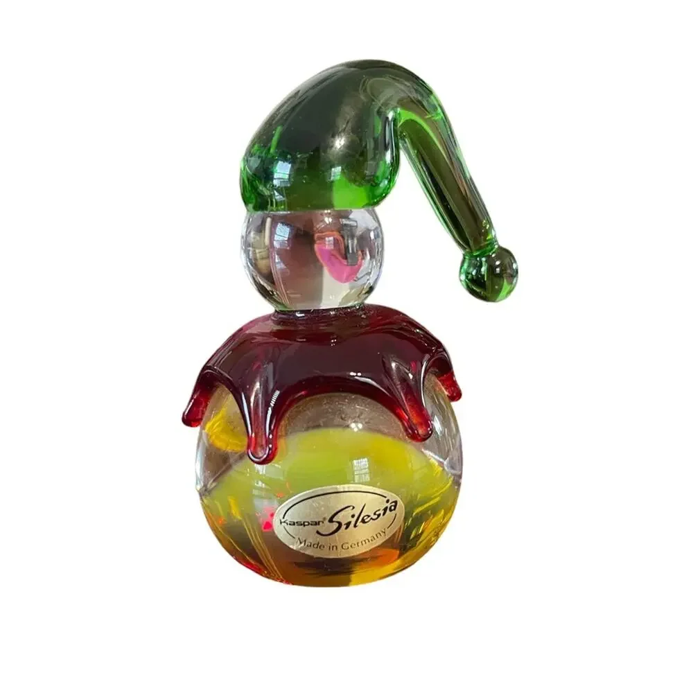 Vintage Kaspar Silesia Multi-Color Glass Art Clown Paperweight Made In Germany